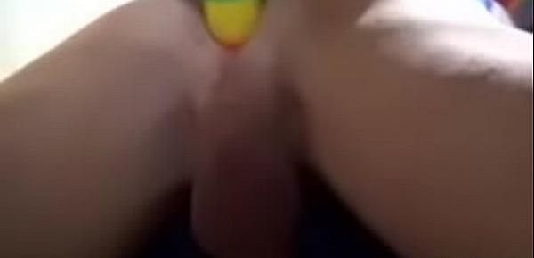  Sissy fucked with rainbow strapon